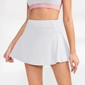 High-waisted light grey athletic skort for tennis and running with built-in liner - S / Bottoms / White