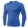 Mens royal blue compression shirt with quick-dry fabric and ergonomic slim fit - Blue