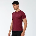 Men's camouflage sports t-shirt in deep burgundy breathable quick-dry mesh fabric - S / Burgundy