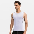 Light purple compression fitness tank top with ergonomic grey stitching for men - S / White