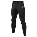 Zwarte compressiebroek voor heren met zijvak voor telefoon voor fitness en hardlopen - S / Zwart Met Grijze Lijn