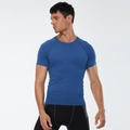 Men's quick-dry royal blue compression sports t-shirt with raglan sleeves and high elasticity - Blue