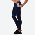 Men's navy compression leggings with side pocket and blue stitching for workout - Navy Blue