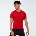 Men's quick-dry compression sports T-shirt in vibrant red high-elasticity fabric - Red