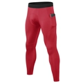 Rode PRO compressiebroek voor heren met zijvak voor telefoon en zwarte elastische tailleband - S / Rood