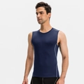Men's navy blue sleeveless compression top for high-elasticity gym workout training - S / Navy Blue