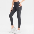 Leggings yoga a vita alta da donna grigio antracite con tasche laterali porta cellulare - S / Grigio Alba