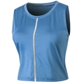 Eng anliegendes sportliches Tanktop in Dunstblau mit weißem Mesh-Mittelstreifen - S / Oberteile / Graublau