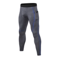 Pantalon de compression gris foncé pour homme avec poche téléphone et coutures bleues - Gris Chiné