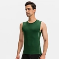 Men's professional high elastic compression tank top for gym in dark green finish - Dark Green