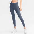 Pantaloni da yoga blu ardesia a vita alta con tasche laterali e tessuto elasticizzato - S / Blu Grigio Medio