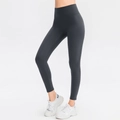 Dark grey high-waisted seamless yoga pants with a nude-feel printed athletic fit - XL / Bottom (02333) / Dawn Gray