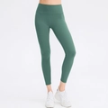 Dunkelgrüne High-Waist-Yoga-Leggings mit nahtloser Front aus elastischem Schnelltrockner - S / Geheimnisvolles Grün