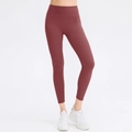 Dunkelrote High-Waist Yoga-Hose mit Kompressionseffekt für Figurformung und Lifting - S / Geheimnisvolles Braun