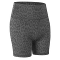 Short de yoga pour femme imprimé léopard gris foncé avec taille haute et coupe élastique - L / Bas / Léopard Gris Foncé
