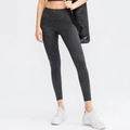 High-waisted yoga leggings with grey marble print for women in professional sport fabric - S / Bottom (02333) / Dark Gray Mottled