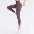 Hoch taillierte lila Yoga-Leggings mit Marmordruck und hoher Elastizität für Damen - S / Purpurrot Gefleckt