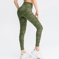 Women's high waisted green camouflage yoga leggings with elastic slim fit and lifting effect - L / Bottom (02333) / Army Green Camo