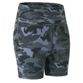 Short de yoga taille haute avec motif camouflage foncé et large ceinture pour fitness - S / Bas / Camouflage Gris Foncé