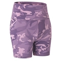 Short de yoga taille haute pour femme avec imprimé camouflage violet et tissu stretch - L / Bas / Camouflage Violet