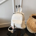 Mini mochila blanca para mujer con textura de piel de serpiente y diseño casual de diario - Blanco