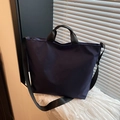 Bolso tote azul marino de gran capacidad con correa de hombro ajustable - Negro