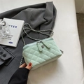 Quilted mint green crossbody bag with silver flower zipper and chain strap - Large / Mint Green