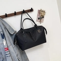 Chic black nylon tote bag with high-capacity design and sleek double shoulder straps - Small / Black