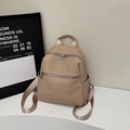 Mochila de viaje beige de tejido trenzado resistente al agua con gran capacidad y bolsillos - Caqui