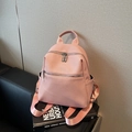 Pink woven texture fashion backpack with multi-pocket design and large capacity - Pink