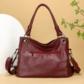 Bolso grande burdeos de cuero PU con borla y correa ajustable para mujer - Burdeos