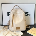 Zaino da viaggio beige minimalista e impermeabile da donna con scomparti multifunzione - Senza Ciondolo / Bianco Sporco