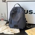 Minimalist deep grey waterproof nylon backpack with multiple zipper pockets for daily travel - No Pendant / Black and Gray