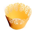 Golden laser-cut crown lace cupcake wrappers for elegant party dessert decorations - Gold