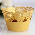 Golden laser-cut cupcake wrapper with heart pattern for wedding party decoration - 5cm / Gold