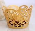 Detail showing golden laser-cut heart pattern cake wrapper with elegant lace texture - 5cm / Gold