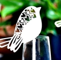 Cartes marque-place oiseaux en papier découpé au laser pour décoration de mariage - Blanc