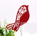 Biglietti di carta a forma di uccello rosso tagliati al laser per decorare calici - Rosso Perlato