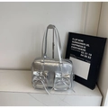 Borsa tote argento metallizzato stile balletto con fiocchi e doppie tasche - Senza Ciondolo / Argento