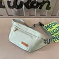 Minimalist mint green large capacity crossbody chest bag with adjustable strap - Blue