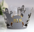 Pirottino per cupcake di Halloween tagliato al laser con fantasma e lapide RIP - Carbone d'Argento