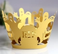 Involucro per cupcake di Halloween tagliato al laser con lapide RIP e fantasma in oro - 5cm / Oro