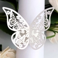 Rond de serviette papillon blanc découpé au laser pour décoration de table mariage - Blanc