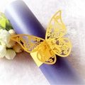Laser-cut butterfly napkin ring in bright yellow paper for wedding table decor - Gold