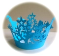 Detailed laser-cut light blue Halloween cupcake wrappers with pumpkin and castle motifs - 5x5x8CM / Sky Blue