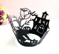 Pirottini per cupcake Halloween con casa stregata, zucche e scritte RIP tagliati al laser - 5*5*8CM / Stile Casa dell'Orrore e Luna (WB-48)