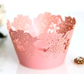 Dettaglio bordo per cupcake in carta tagliata al laser con motivo uva rosa - 5cm / Rosa
