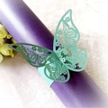 Laser-cut butterfly paper napkin ring in light green for elegant wedding table decor - Tiffany Blue