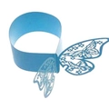 Sky blue laser-cut butterfly napkin ring featuring delicate hollow floral wing patterns - Sky Blue