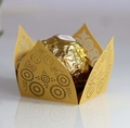 Involucro per cioccolatini in oro traforato al laser con pizzo floreale per matrimoni - Oro